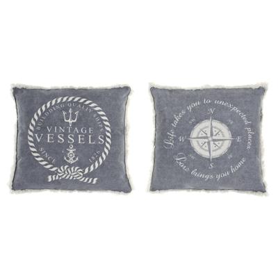 Kussen DKD Home Decor Blauw Wit Franjes Mediterrane Navy 45 x 10 x 45 cm (2 Stuks)