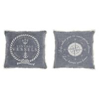 Kussen DKD Home Decor Blauw Wit Franjes Mediterrane Navy 45 x 10 x 45 cm (2 Stuks)