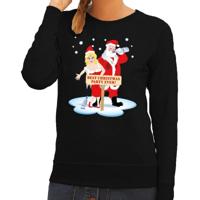 Foute kersttrui - sweater - dronken kerstman en kerstvrouw - na kerstborrel - zwart - dames