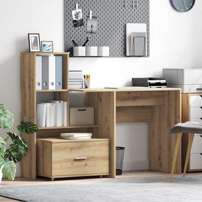 Bureau met lade artisanaal eikenkleurig 131,5 x 50 x 106,5 cm