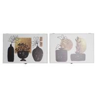 Decoratieve Doos DKD Home Decor Wit Zwart Gouden Hout MDF Modern Vaas (2 Stuks)
