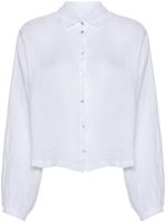 120% Lino chemise en lin à effet de transparence - Blanc