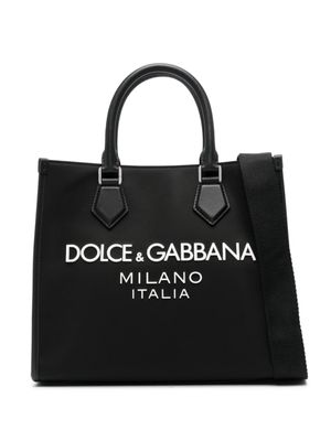 Dolce & Gabbana sac cabas en toile à logo embossé - Noir