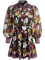 alice + olivia robe courte Tiffie à fleurs - Noir - thumbnail