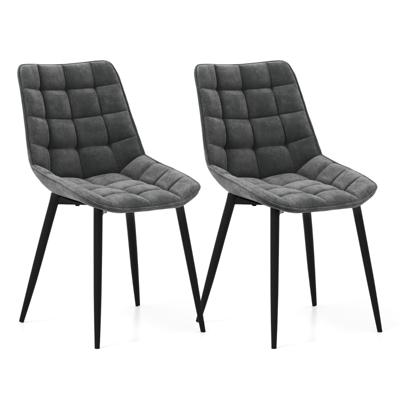 Set van 2 Eetkamerstoelen Keukenstoelen met Gevoerde Rugleuningen en Zittingen Zitting van Fluweel Metalen Poten Gestoffeerde Stoelen