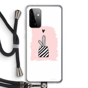 Zwart-wit cactus: Samsung Galaxy A72 5G Transparant Hoesje met koord