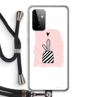 Zwart-wit cactus: Samsung Galaxy A72 5G Transparant Hoesje met koord