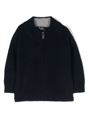 Il Gufo cardigan zippé à design nervuré - Bleu
