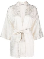 P.A.R.O.S.H. veste nouée à fleurs en jacquard - Blanc