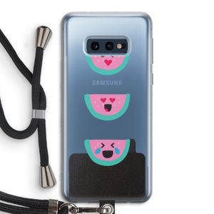 Smiley watermeloen: Samsung Galaxy S10e Transparant Hoesje met koord