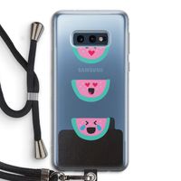 Smiley watermeloen: Samsung Galaxy S10e Transparant Hoesje met koord