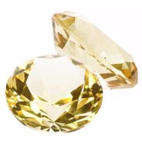 Namaak/nep edelstenen - 2x - diamant - geel - 5 cm - van glas