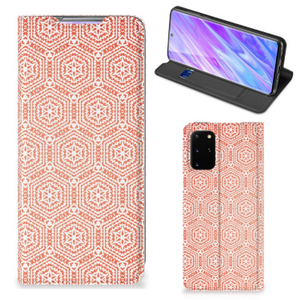 Samsung Galaxy S20 Plus Hoesje met Magneet Pattern Orange