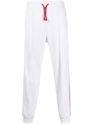 Brunello Cucinelli pantalon de jogging à bords rayés - Blanc