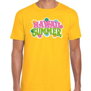 Hawaii summer t-shirt geel voor heren