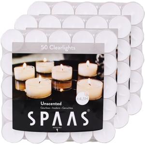 Spaas Clearlights theelichtjes/waxinelichtjes - 150x - wit - 4,5 branduren