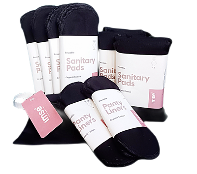 Wasbaar maandverband – ImseVimse Full Cycle Kit (Design: Zwart)