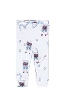 Mini Rodini legging à imprimé graphique - Blanc