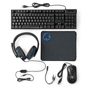 Nedis Gaming Combo Kit | 5-in-1 | Toetsenbord, Koptelefoon, Muis en Muismat | Zwart | QWERTZ | Duits - GCK51110BKDE