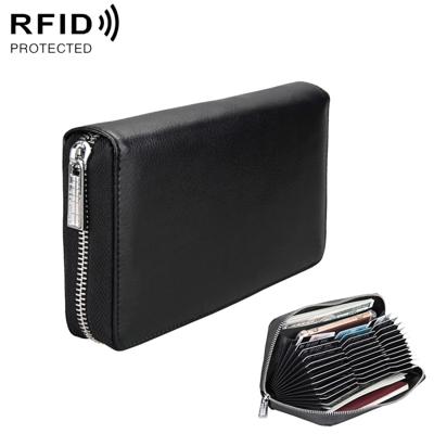 Antimagnetic RFID Large Capacity Long Style Genuine Leather Passport Package / Multifunctional and Many Card Slots Card Package(Black)