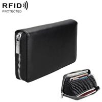 Antimagnetic RFID Large Capacity Long Style Genuine Leather Passport Package / Multifunctional and Many Card Slots Card Package(Black)