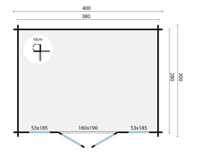 Blokhut - Tuinhuis Maggie | 40 mm | grijs geïmpregneerd