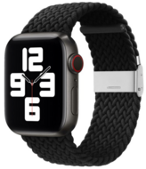 Braided nylon bandje - Zwart - Geschikt voor Apple Watch 42mm / 44mm / 45mm / 49mm - thumbnail