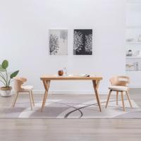 Eetkamerstoelen 2 st gebogen hout en kunstleer crèmekleurig