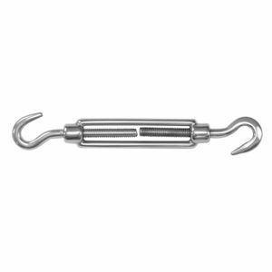 AMIG Spanschroeven/draadspanner met haak/haak - 1x - 12.5cm - 316L RVS - 300kg - M10 schroefdra