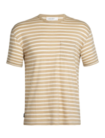 Icebreaker Granary SS Pocket Stripe Heren T-shirt Sand/Ecru Hthr/S XL