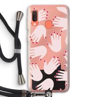 Hands pink: Samsung Galaxy A20e Transparant Hoesje met koord