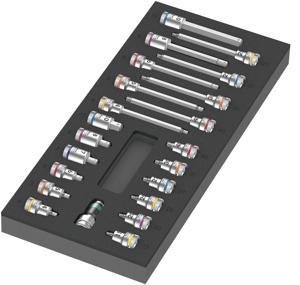 Wera 9723 Schuimrubberen inzetstuk met Zyklop B 3/8" bitdoppen Set 1, 22-delig - 05150113001