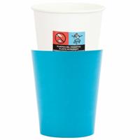 Feestbekers met hoesjes - 8x - turquoise blauw - papier - 250ml