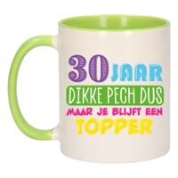 Verjaardag cadeau mok 30 jaar - groen - dikke pech dus - 300 ml - keramiek