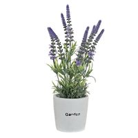 Items Lavendel bloemen kunstplant in bloempot - paarse bloemen - 10 x 36 cm - bloemstuk   -