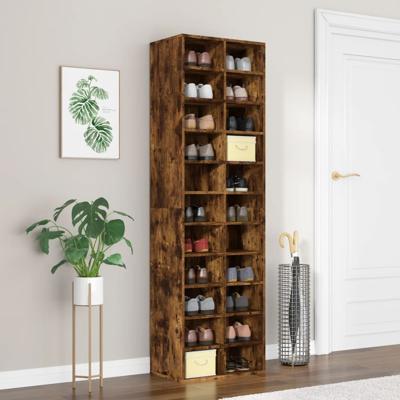 Schoenenkast 54x34x183 cm bewerkt hout gerookt eikenkleurig