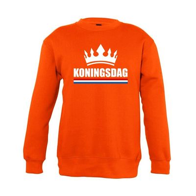 Oranje Koningsdag met kroon sweater kinderen
