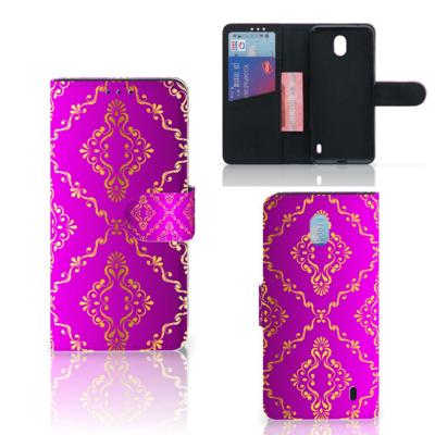 Wallet Case Nokia 1 Plus Barok Roze | Portemonnee hoesje