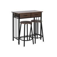 Tafel met twee stoelen DKD Home Decor Bruin Zwart Metaal Hout MDF 80 x 50 x 84 cm - thumbnail