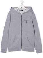 Balmain Kids sweat à capuche zippé à logo imprimé - Gris