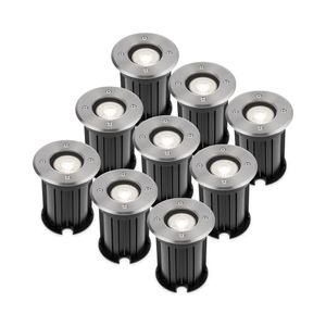 9x Maisy dimbare LED grondspot - Rond - RVS - 6000K daglicht wit - 5 Watt - IP67 straal waterdicht - 3 jaar garantie Grondspot buiten 230V