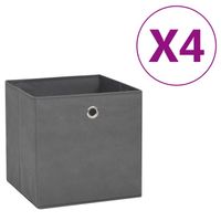 vidaXL Opbergboxen 4 st 28x28x28 cm nonwoven stof grijs - thumbnail