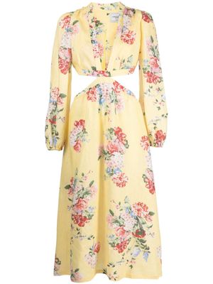 Forte Dei Marmi Couture robe fleurie en lin à découpes - Jaune
