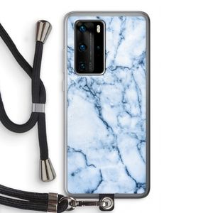 Blauw marmer: Huawei P40 Pro Transparant Hoesje met koord