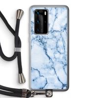 Blauw marmer: Huawei P40 Pro Transparant Hoesje met koord Blauw marmer: Huawei P40 Pro Transparant Hoesje met koord