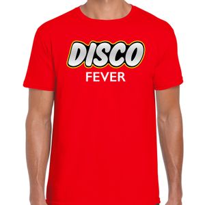 Disco party t-shirt / shirt disco fever rood voor heren