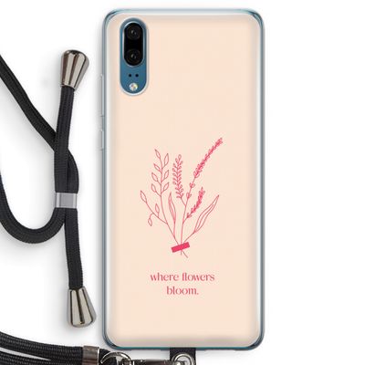 Where flowers bloom: Huawei P20 Transparant Hoesje met koord