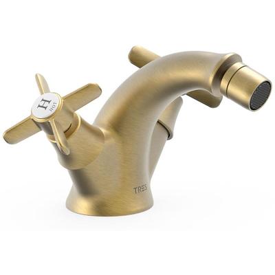 Bidetkraan Tres Clasic | Opbouw | Mengkraan | 2-knops | Vintage | Messing mat