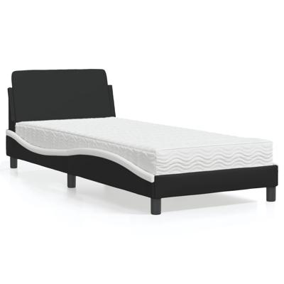 Bed met matras "Dover" kunstleer zwart en wit 90x190 cm