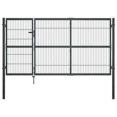 Poort met palen 350x140 cm staal antraciet